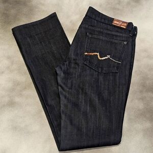 7 for All Mankind Straight Cut Dark Indigo Jeans (Size 29)